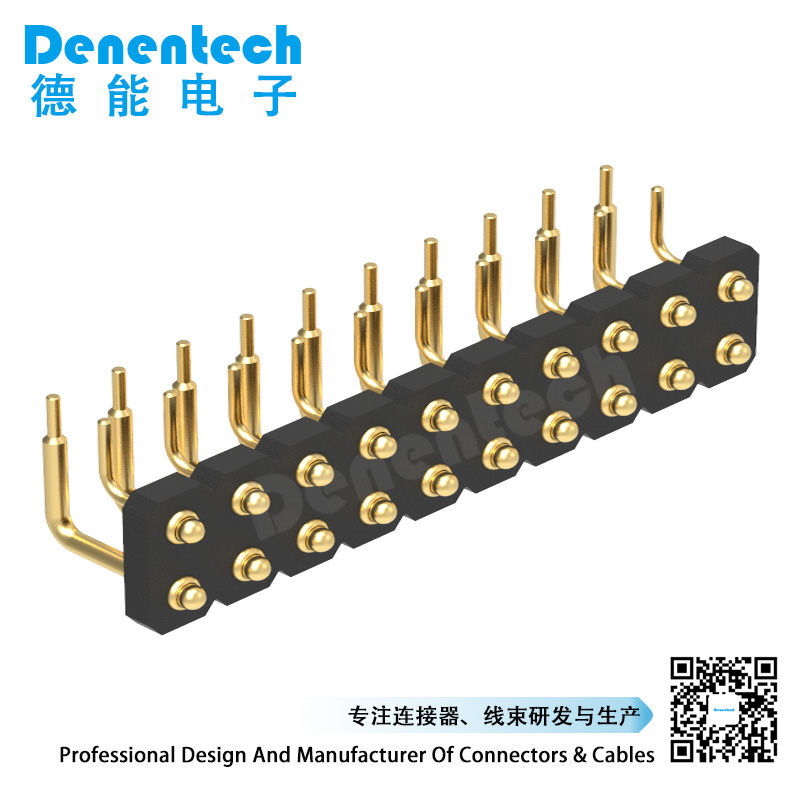 Denentech promotional product 3.0MM H1.27MM dual row male right angle DIP pogo pin connector